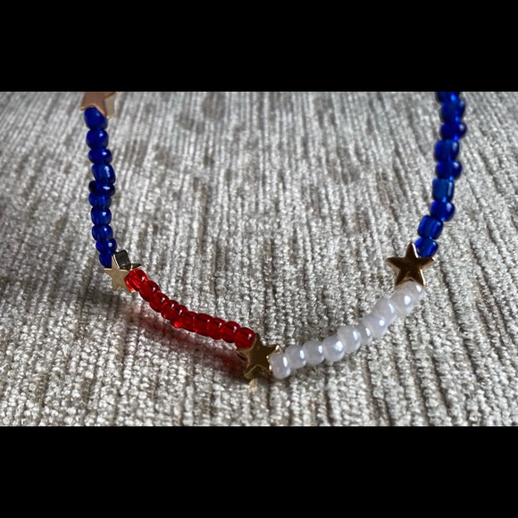 Custom Red | White | Blue | Beaded Bracelet - Picture 3 of 5
